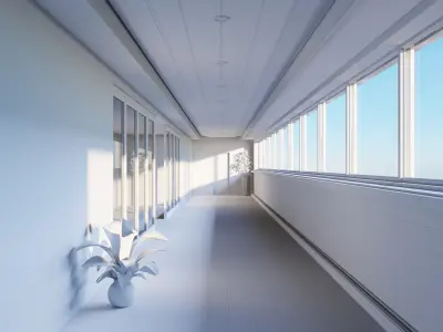 Modern Corridor - Hipoly 3D Model - blender - fbx - obj 3D model