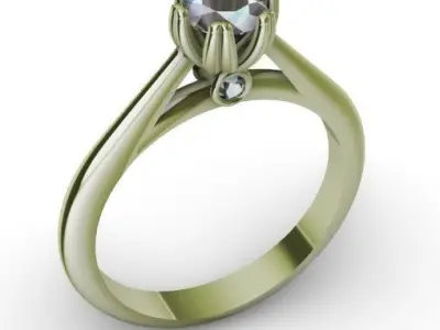 engagement ring 3 gems 3D print model