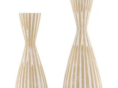 Natural Bamboo Capiz Vase Set 3D model