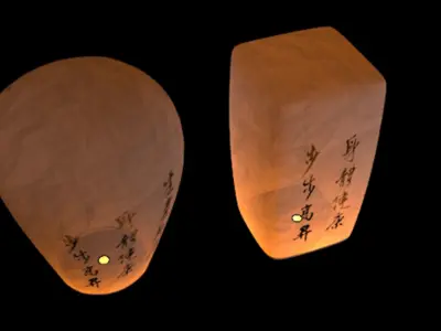 Chinese sky lantern Low-poly 3D model