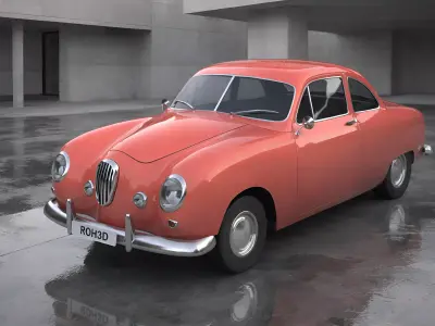 Generic Vintage European-Style Coupe Low-poly 3D model