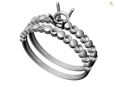 Gold Engagement Ring Classic Diamonds 3D Model Print Ready 3D print model
