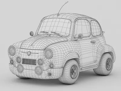 Super fury cartoon rally lowpoly car Low-poly 3D model