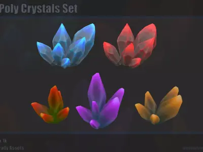 Crystal Set crystals Free low-poly 3D model
