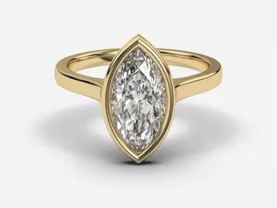 Marquise Diamond Bezel Setting Solitaire Diamond Ring 3D print model