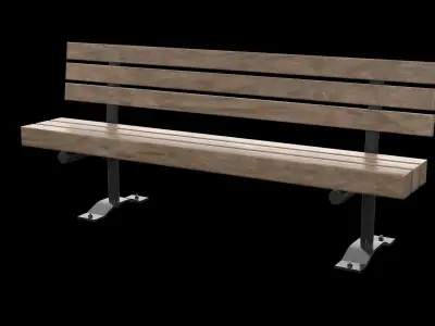 Public Bench V-07 Low-poly 3D model