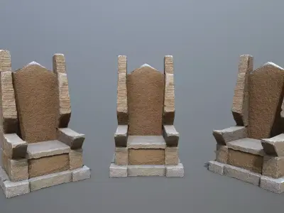 Stone Throne Low-poly 3D model