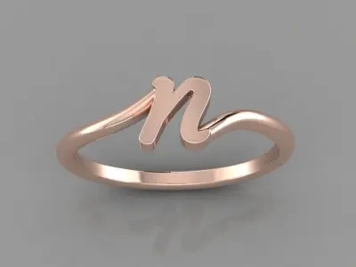 Alphabet Ring N 3D print model