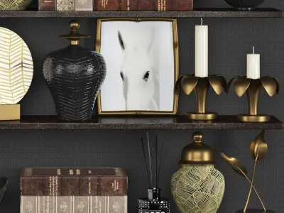 Decoration set 5 living room shelf 3D model