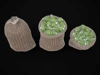 Burlap Sacks of Artichokes Low-poly 3D model