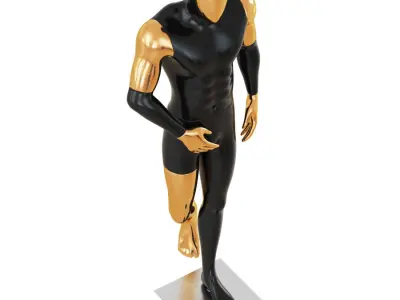 Black Male Mannequin With Gold Face 58 3D model