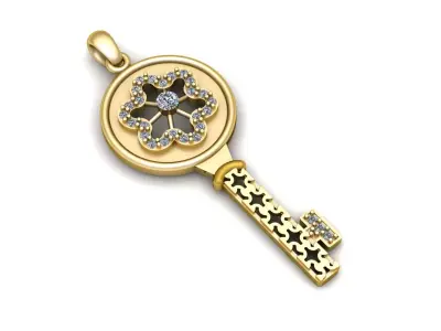 Stylish Diamond Key Pendant 3d Printable Model  3D print model