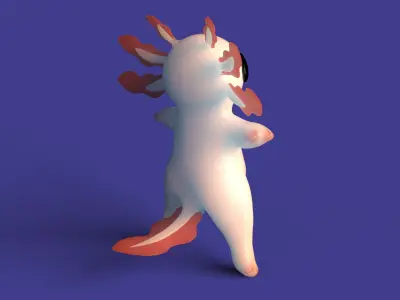 Chubby Cute Axolotl Stylized Game Ready Low-poly 3D model