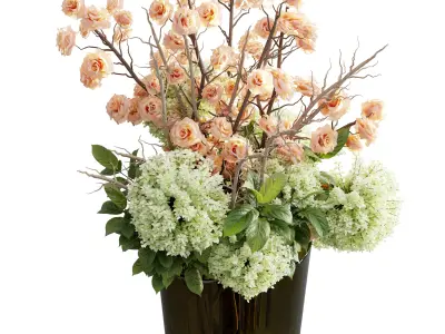 Flower In a Glass Vase - Bouquet 79 3D model