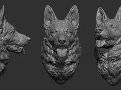 German shepherd dog head 3D print model
