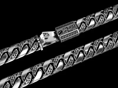 stylized cuban chain with lock 10mm 3D print model