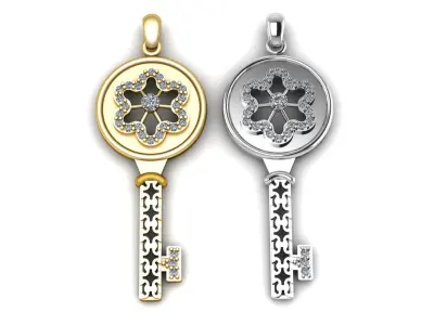 Stylish Diamond Key Pendant 3d Printable Model  3D print model