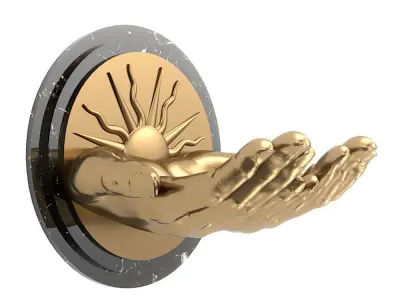 Bronze Hands Candle Holder with Sun 3D Model for CNC Print 3D print model