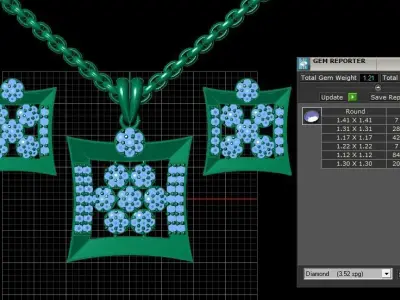 LUXURY DIMOND EARRINGS And PENDANT 3D PRINTABLE MODEL 3D print model
