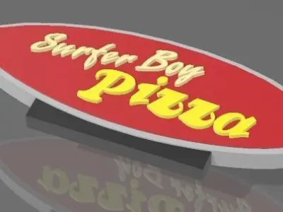 Surfer Boy Pizza board add on for scale autos with decal files  3D print model