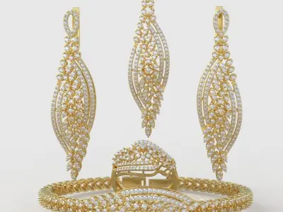 Ring Bracelet Earring and Pendant Set 3D printable model 0036 3D Model Pack