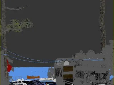 Retro Volkswagen camping van model with scenery  3D model