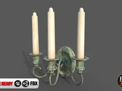 Old Wall Candlestick -1A Low-poly 3D model