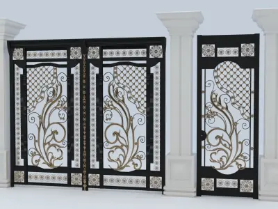 Metal Door for entrance - wrought Iron-luxury Low-poly 3D model