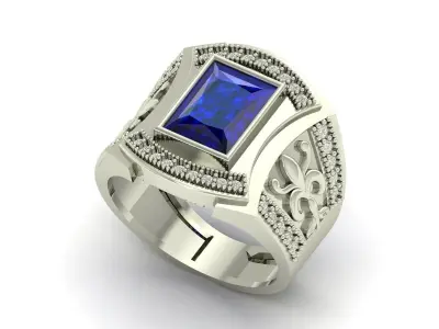 Mens Stone Ring 3D print model