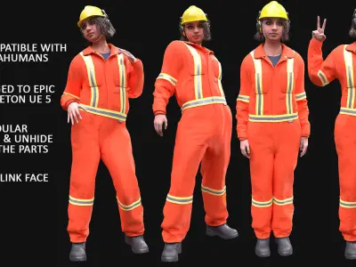 Miner-Worker - Modular - Rigged Low-poly 3D model