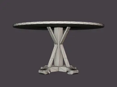 Lyon Dining Table 150 Cm Around Vintage Nature White Low-poly 3D model
