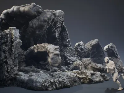 Ancient Cavern Set I - Cave Rocks Asset Pack Unreal Engine Low-poly 3D model