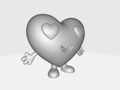 Cute Valentine Heart Character Figurine Smiling Love Heart Decor 3D print model