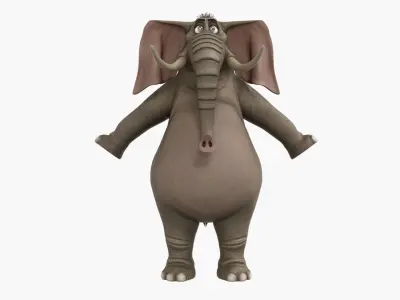 Elephant Cartoon Rigged Low-poly 3D model purchase