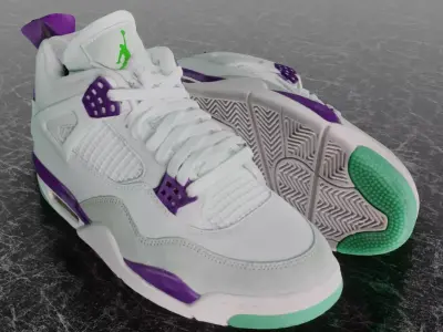NIKE JORDAN 4 RETRO SB 3D SHOES - PURPLE Low-poly 3D model