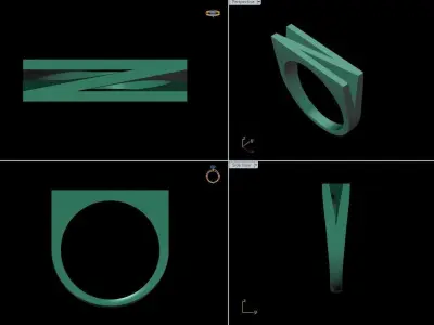 alphabet ring letter N 3D print model