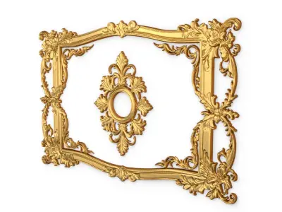 Plaster decorative frame ornament 04 3D model