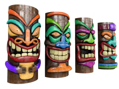 Tiki Face Pack   Low-poly 3D model