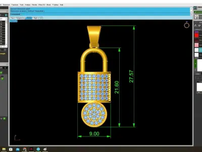 Luxury Pave Lock Pendant with Square and Round Stones  3947 3D print model