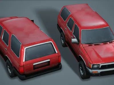 Old SUV Car -Red- - Low Poly Mobile Ready Low-poly 3D model