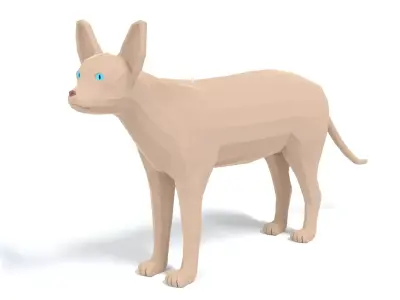 Low Poly Cartoon Sphynx Cat Low-poly 3D model