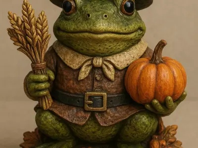 Thanksgiving Froggie Pilgrim 3D model for 3D Printing Fall Fi... 3D print model