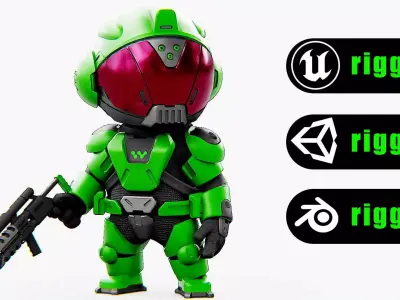 TOON TROOPER BCC-4  Rigged for Unreal Engine - Unity - MIXAMO 3D model