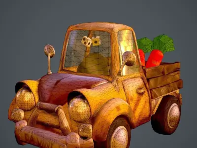 Old Truck Car Unity Game Ready Props Low-Poly Low-poly 3D model