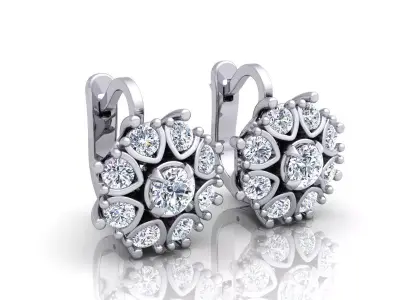 Genuine Emerald Diamond Anzor Style Earrings 3D print model