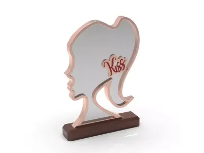 New  Desktop Mirror Design - framed and on a stand - Miss Kiss Low-poly 3D model