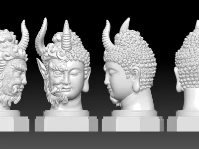 Good and evil face  3D print model