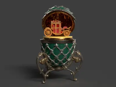 Faberge egg with carriage  Low-poly 3D model
