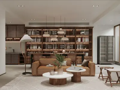 Modern living room dining room interior scenes 512 3D model