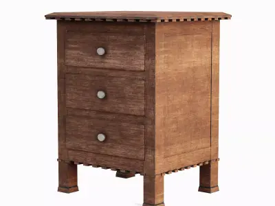 Old Wooden Dresser 05 Low-poly 3D model